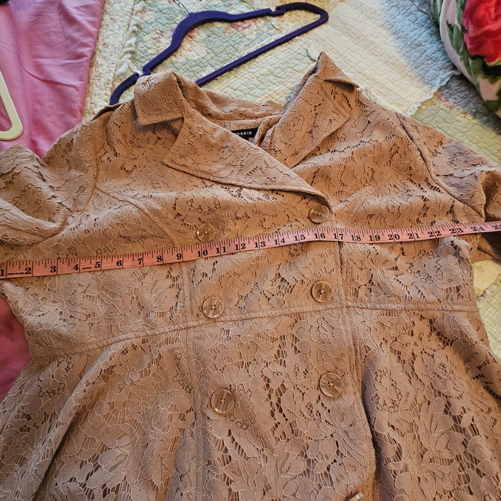 Torrid Pink Lace Pea Coat - Picture 13 of 16